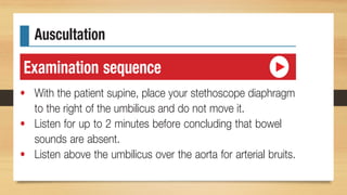 •
Pericardial friction rub (a superficial
scratchy or squeaking sound best heard
with the diaphragm of the stethoscope
over the left sternal border
)
 