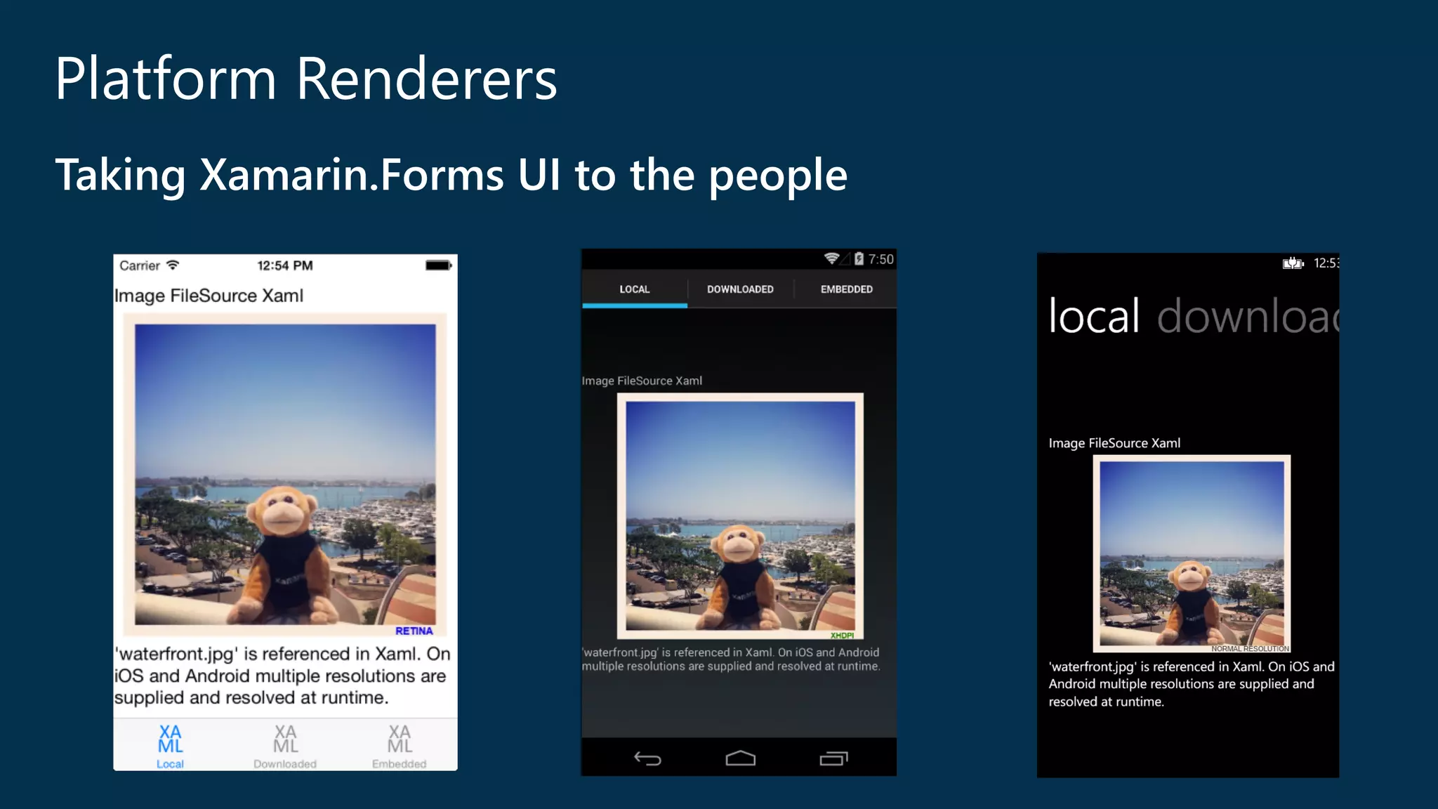 Platform Renderers 
Taking Xamarin.Forms UI to the people 
 