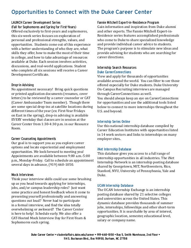 Duke Career Center Resume Resources Duke Career Center Resume Resources