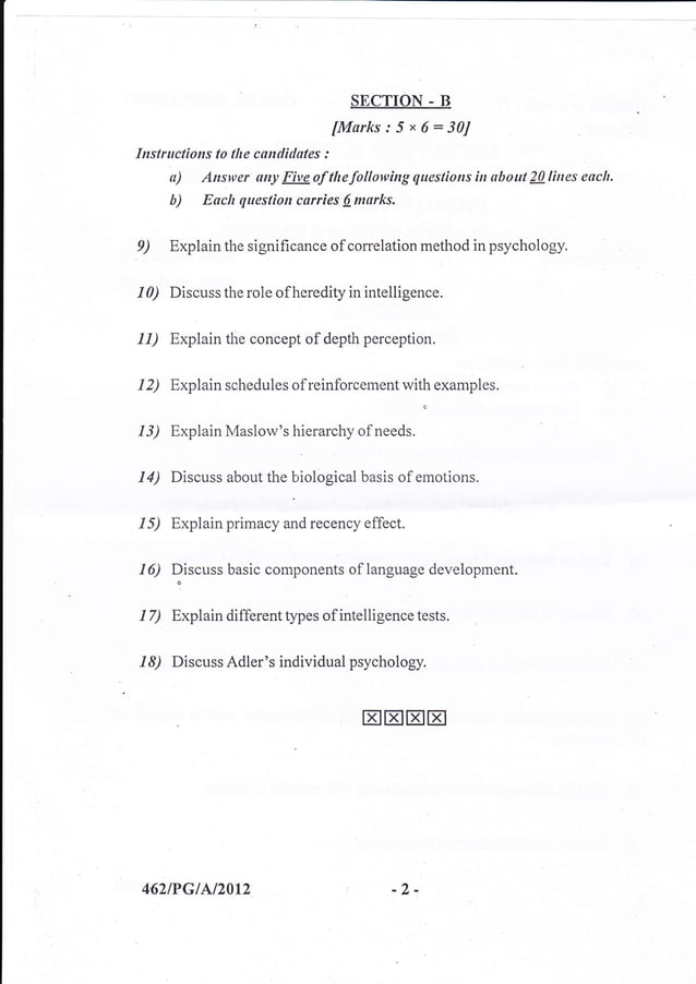 DR. BR AMBEDKAR OPEN UNIVERSITY First year paper psychology 1 & 2 | PDF