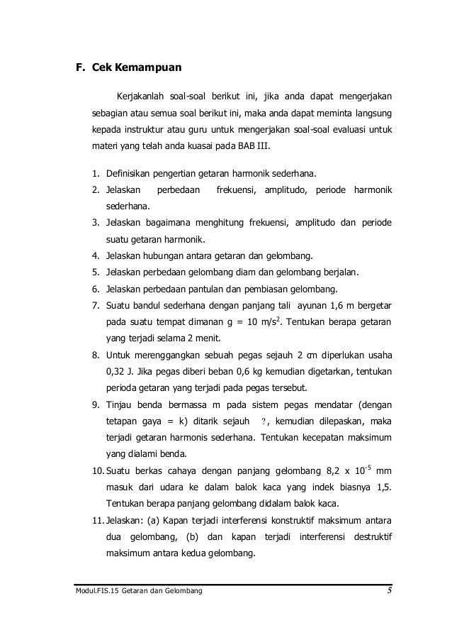 Fis 15 getaran dan gelombang Fis 15 getaran dan gelombang