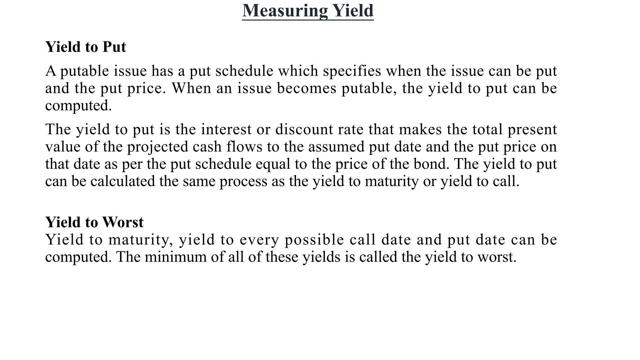 Chapter 6: Yield measures, Fixed Income Securities by | PDF