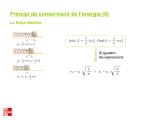 La força elàstica
Principi de conservació de l’energia (II)
Si igualem
les expressions
 