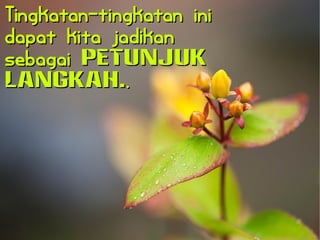 TTiinnggkkaattaann--ttiinnggkkaattaann iinnii 
ddaappaatt kkiittaa jjaaddiikkaann 
sseebbaaggaaii PPEETTUUNNJJUUKK 
LLAANNGGKKAAHH.... 
 