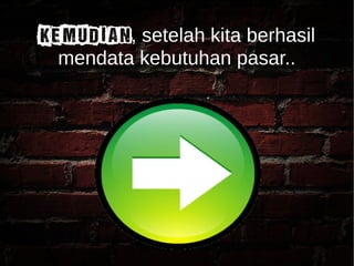 KEMUDIAN, setelah kita berhasil 
mendata kebutuhan pasar.. 
 