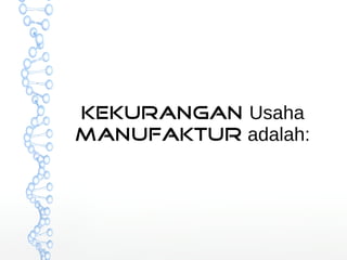 Kekurangan Usaha 
Manufaktur adalah: 
 