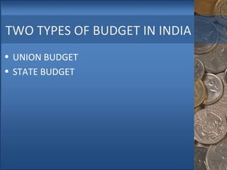 TWO TYPES OF BUDGET IN INDIA UNION BUDGET STATE BUDGET 