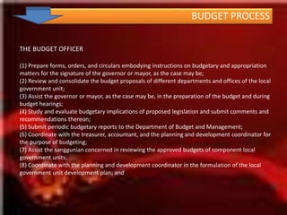 SUBMIT THE APPROPRIATION ORDINANCE FOR REVIEW TO THE SPBUDGET AUTHORIZATION