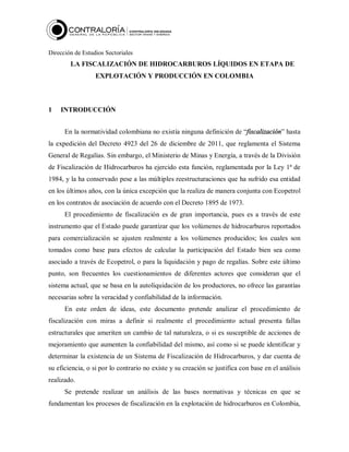 Fiscalización de hidrocarburos liquidos en colombia etapa de ...