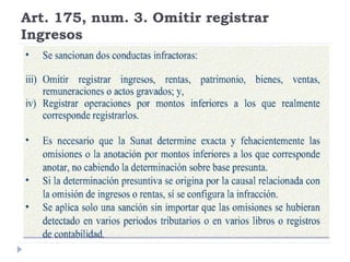 Art. 175, num. 3. Omitir registrar
Ingresos
 