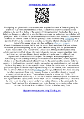 Fiscal Policy Essay | PDF
