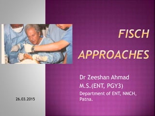 Dr Zeeshan Ahmad
M.S.(ENT, PGY3)
Department of ENT, NMCH,
Patna.26.03.2015
 