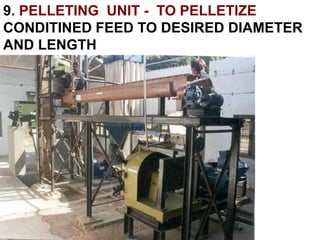 9. PELLETING UNIT - TO PELLETIZE
CONDITINED FEED TO DESIRED DIAMETER
AND LENGTH
 