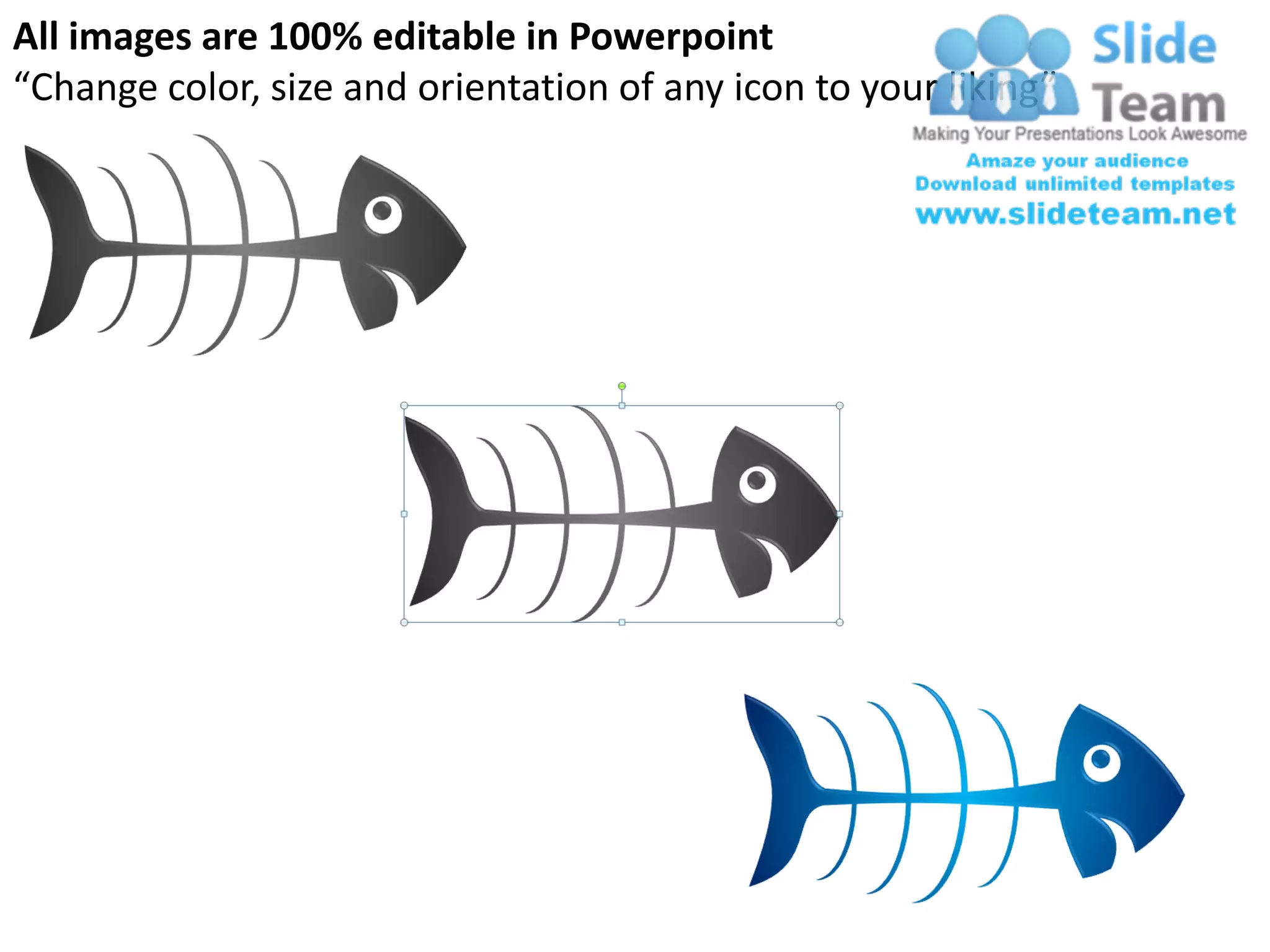 All images are 100% editable in Powerpoint
“Change color, size and orientation of any icon to your liking”
 