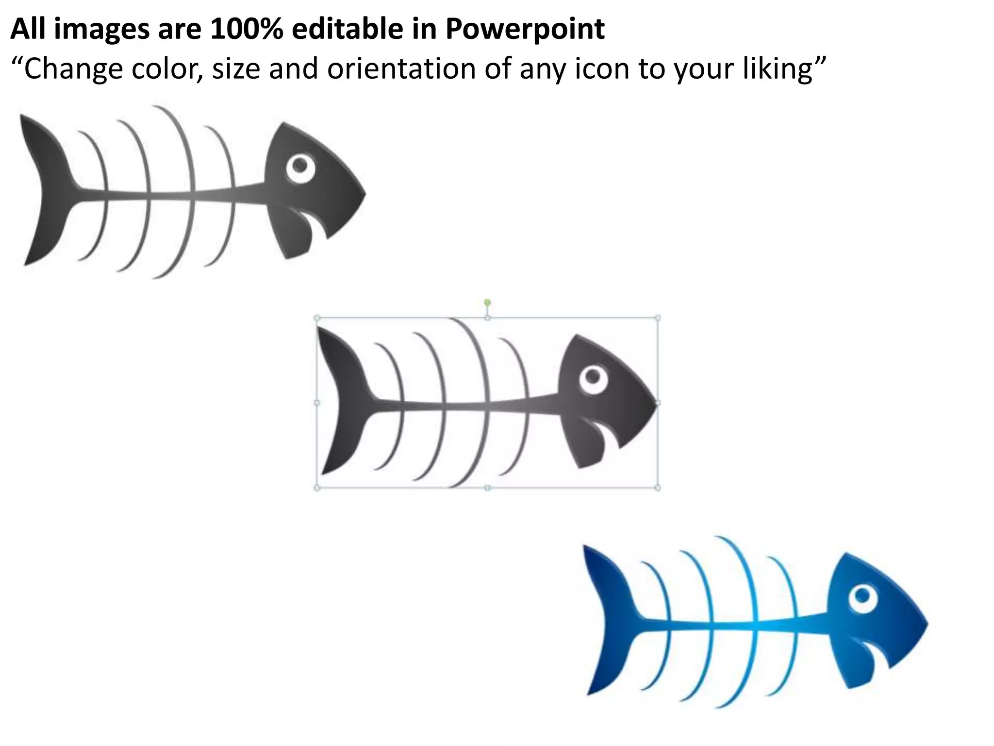 All images are 100% editable in Powerpoint
“Change color, size and orientation of any icon to your liking”
 