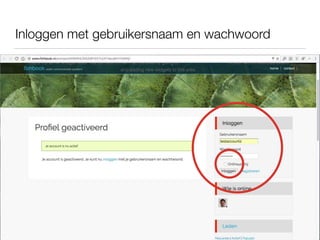 Op de pagina wordt het account dan actief
 