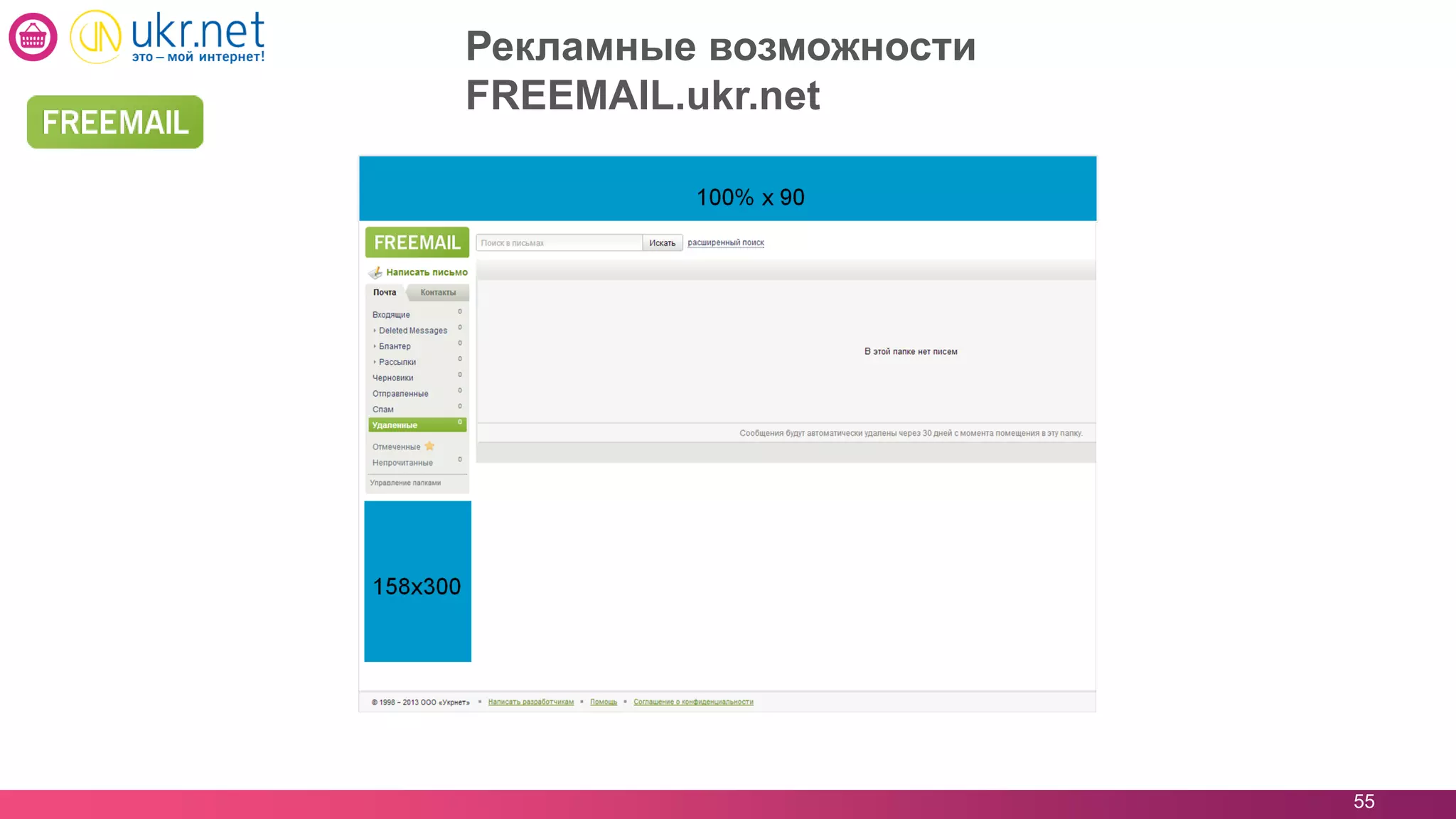 55
Рекламные возможности
FREEMAIL.ukr.net
 