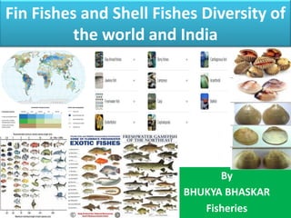 Fin Fishes and Shell Fishes Diversity of
the world and India
By
BHUKYA BHASKAR
Fisheries
 