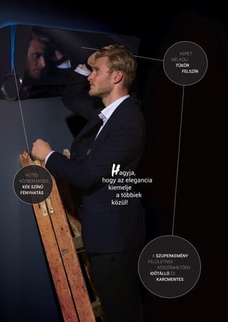 KERET
NÉLKÜLI
TÜKÖR
FELSZÍN
HŰTÉS
KÖZBEN HIDEG,
KÉK SZÍNŰ
FÉNYHATÁS
A SZUPERKEMÉNY
FELÜLETNEK
KÖSZÖNHETŐEN
IDŐTÁLLÓ ÉS
KARCMENTES
	 agyja,
hogy az elegancia
kiemelje
	 a többiek
közül!
H
 