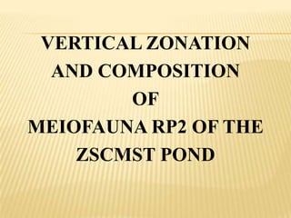 VERTICAL ZONATION
  AND COMPOSITION
        OF
MEIOFAUNA RP2 OF THE
    ZSCMST POND
 