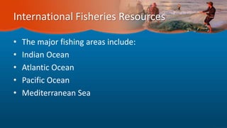 International Fisheries Resources
• The major fishing areas include:
• Indian Ocean
• Atlantic Ocean
• Pacific Ocean
• Mediterranean Sea
 