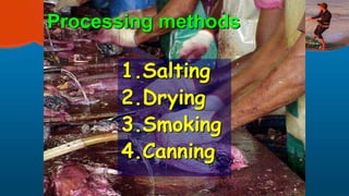 Processing methods
1.Salting
2.Drying
3.Smoking
4.Canning
 