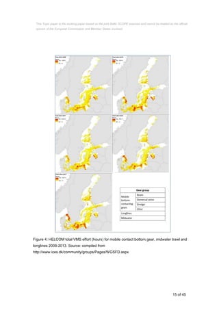 15 of 45
Figure 4: HELCOM total VMS effort (hours) for mobile contact bottom gear, midwater trawl and
longlines 2009-2013. Source: compiled from
http://www.ices.dk/community/groups/Pages/WGSFD.aspx
This Topic paper is the working paper based on the joint Baltic SCOPE exercise and cannot be treated as the official
opinion of the European Commission and Member States involved.
 
