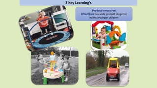 3 Key Learning’s
Product Innovation
little tikies has wide product range for
infants younger children
 