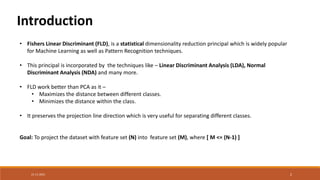 Fishers linear discriminant for dimensionality reduction. | PPTX