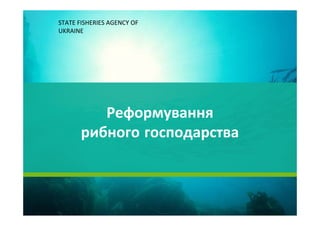 1
Реформування
рибного господарства
STATE FISHERIES AGENCY OF 
UKRAINE
 