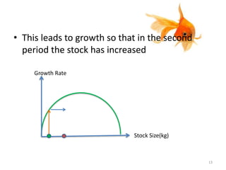 • This leads to growth so that in the second
period the stock has increased
13
Growth Rate
Stock Size(kg)
 