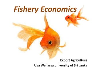 Fishery Economics
Export Agriculture
Uva Wellassa university of Sri Lanka1
 