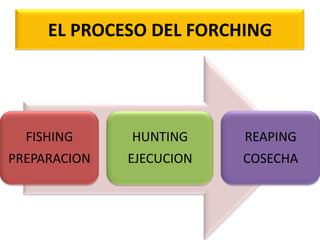 EL PROCESO DEL FORCHING

FISHING

HUNTING

REAPING

PREPARACION

EJECUCION

COSECHA

 