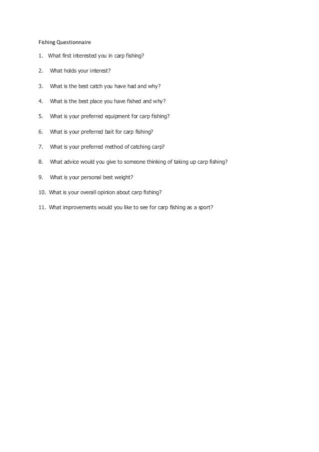 Fishing questionnaire