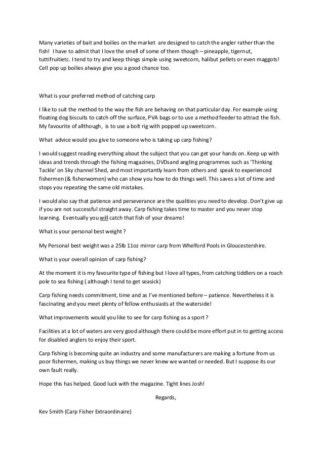 Fishing questionnaire done