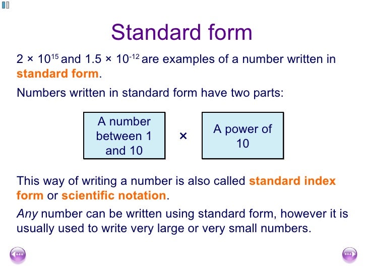 fishlock lesson one standard form examples of standard form