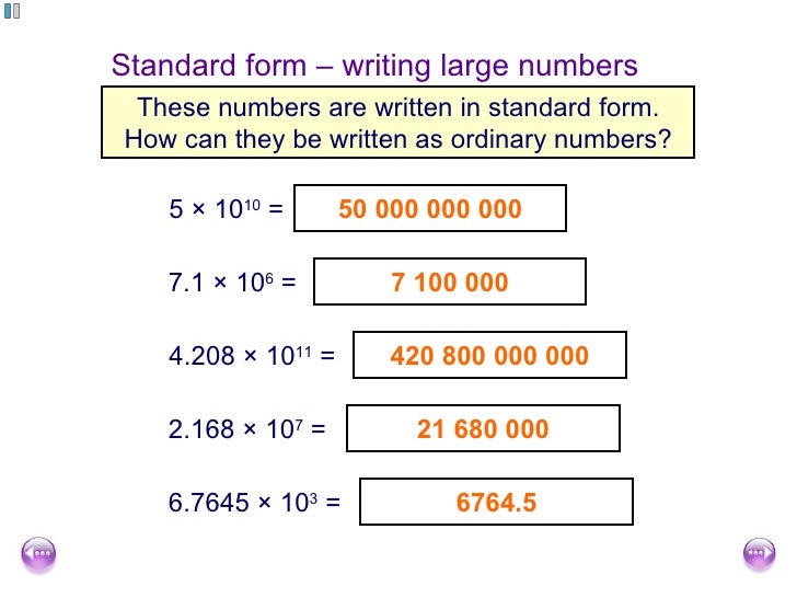fishlock lesson one standard form numbers in written form