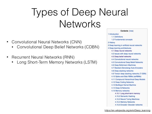 types of deep neural networks