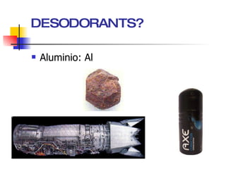 EL FUSELATGE DELS AVIONS I ELS DESODORANTS? Aluminio: Al 
