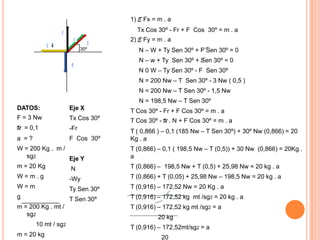 Una persona sostiene una caja de 100 kg de masa sostenida a través de una cuerda, si la caja esta sobre una rampa inclinada 30º ¿Cuál es la tensión de la cuerda si el coeficiente de rozamiento es 0.1?30º