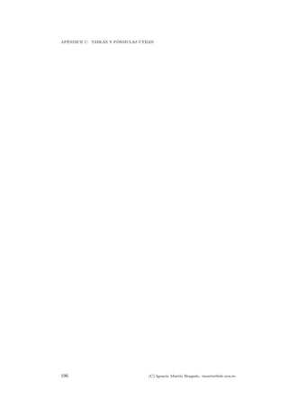 AP´ENDICE C. TABLAS Y F ´ORMULAS ´UTILES
196 (C) Ignacio Mart´ın Bragado. imartin@ele.uva.es
 