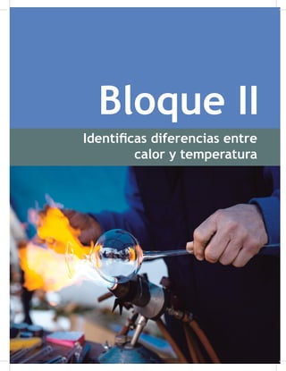 59
Bloque II
Identificas diferencias entre
calor y temperatura
Bloque II. Identificas la diferencia entre calor y temperatura
 