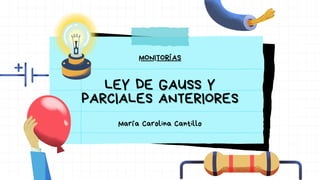 LEY DE GAUSS Y
LEY DE GAUSS Y
PARCIALES ANTERIORES
PARCIALES ANTERIORES
MONITORÍAS
María Carolina Cantillo
 