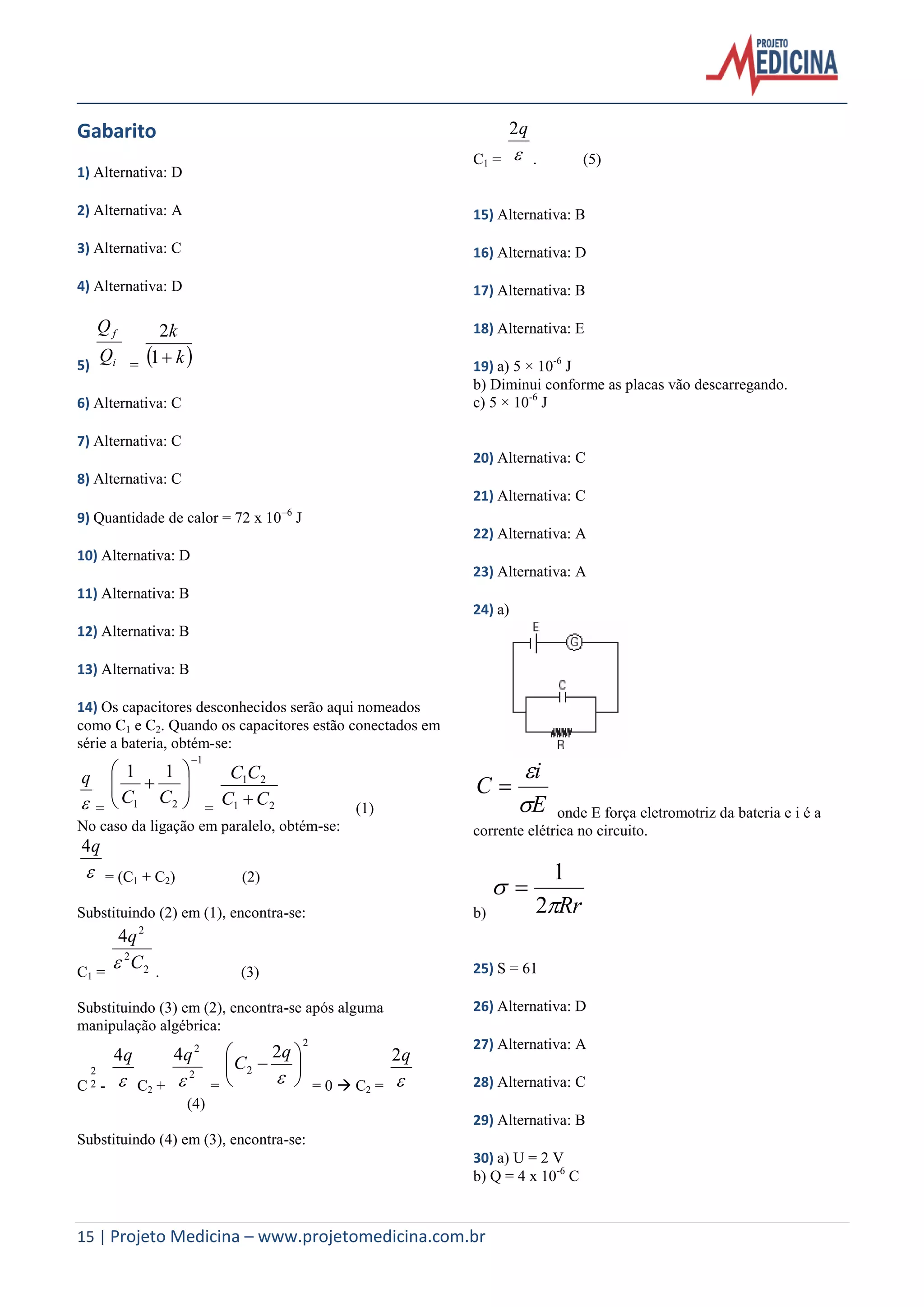 Fisica exercicios eletrostatica_capacitores_gabarito | PDF