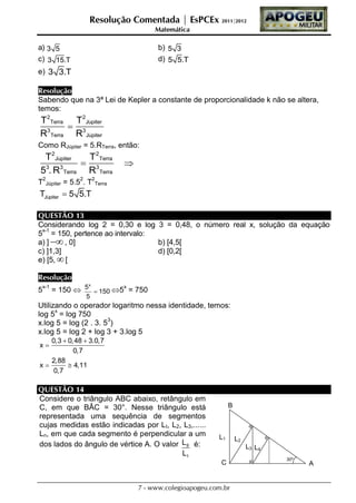 Resolução Comentada | EsPCEx 2011|2012
                                                    Matemática

a) 3 5             ...