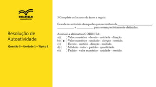 Resolução de
Autoatividade
Questão 3 – Unidade 1 – Tópico 1
X
 