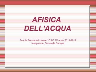 AFISICA
   DELL'ACQUA
Scuola Buonarroti classe 1C 2C 3C anno 2011-2012
          Insegnante: Donatella Canapa
 