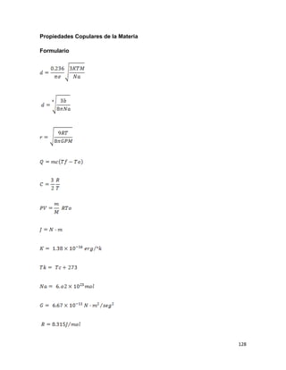 128
Propiedades Copulares de la Materia
Formulario
 