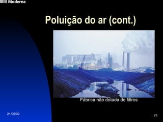 Poluição do ar (cont.) Fábrica não dotada de filtros 