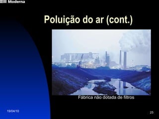 Poluição do ar (cont.) Fábrica não dotada de filtros 